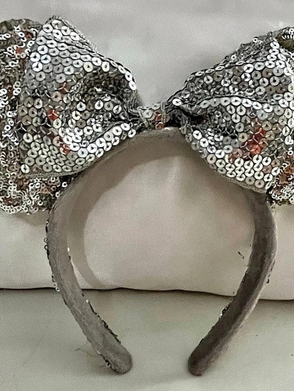 Disney Minnie Mouse Silver Sequined Ear Headband